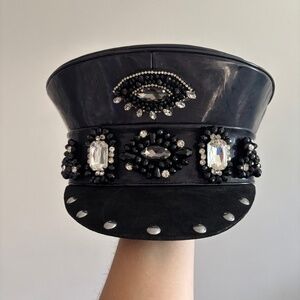 Black rave festival captain hat